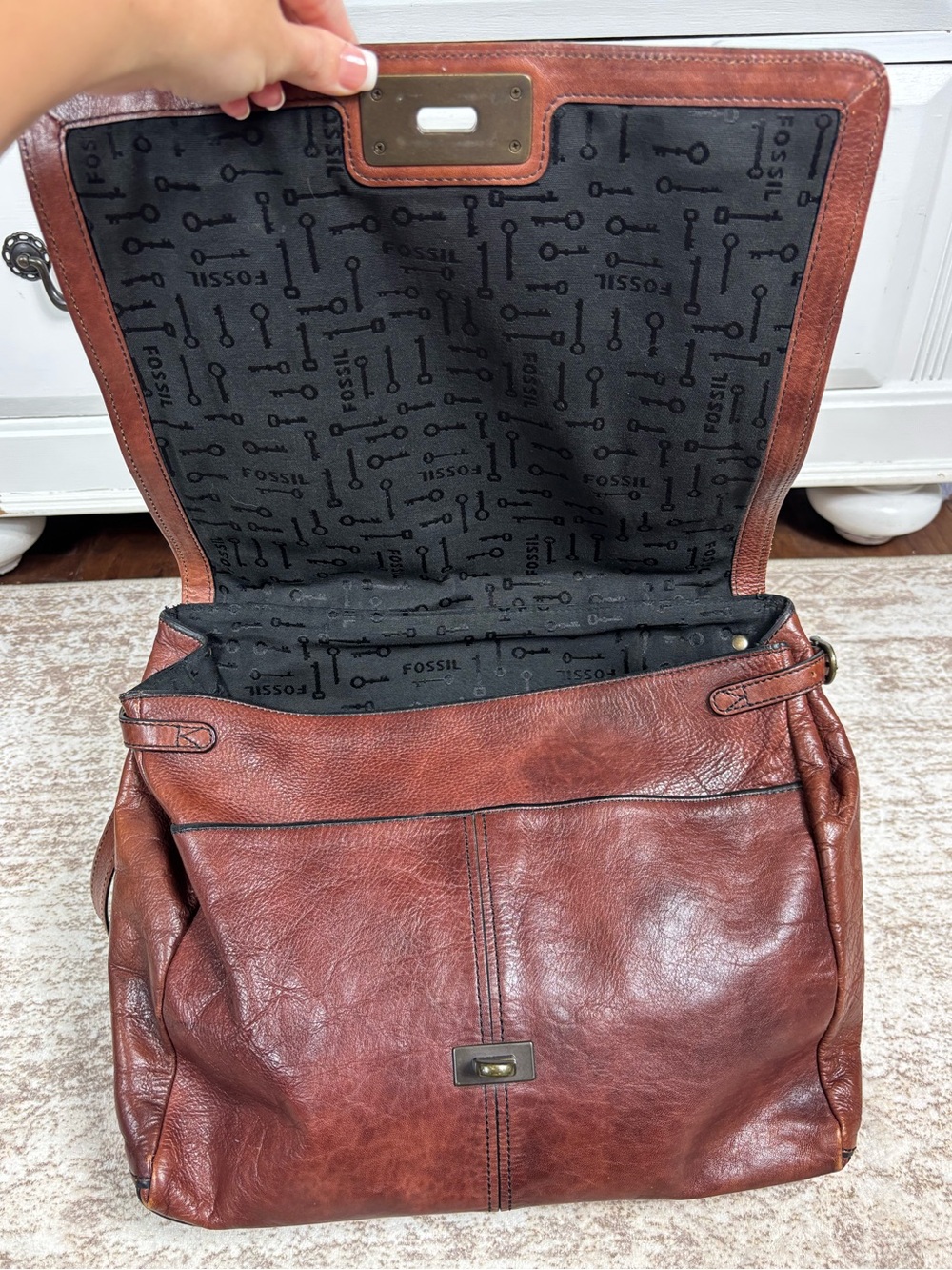 Fossil Brown Leather Crossbody Satchel - Picture 6 of 15